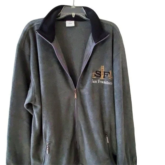 Gray Fleece San Francisco Front Zip Men Size XXL - Picture 11 of 11